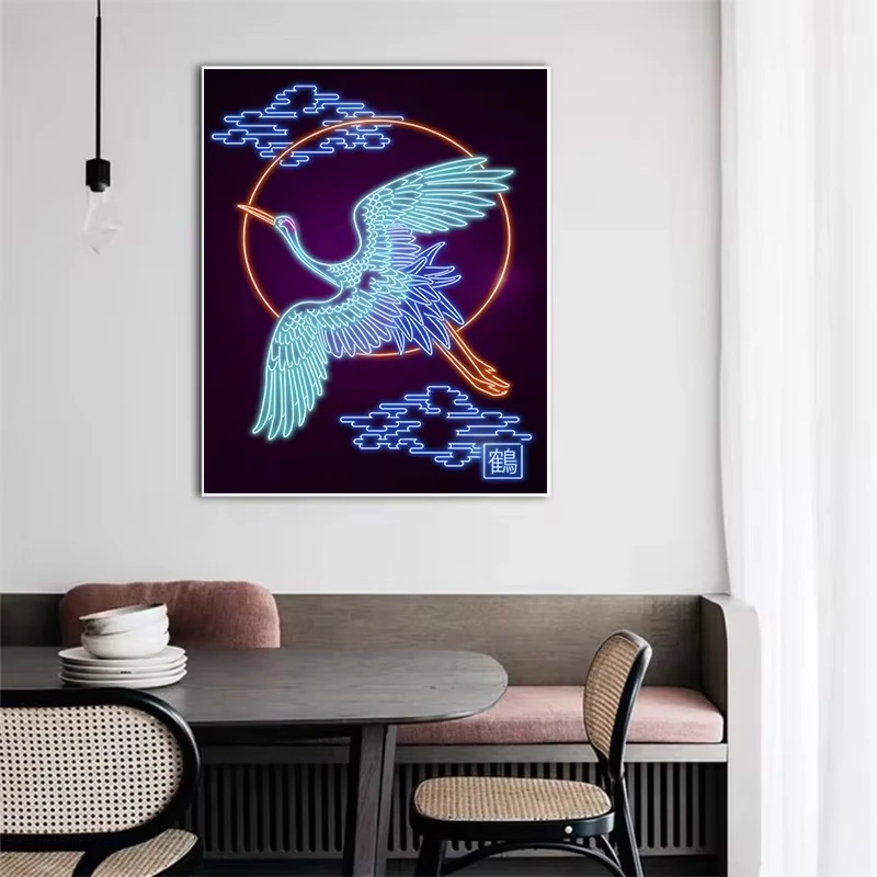 Fujisan Неоновый Художественный Постер Японская Манга Мультфильм Настенный Холст