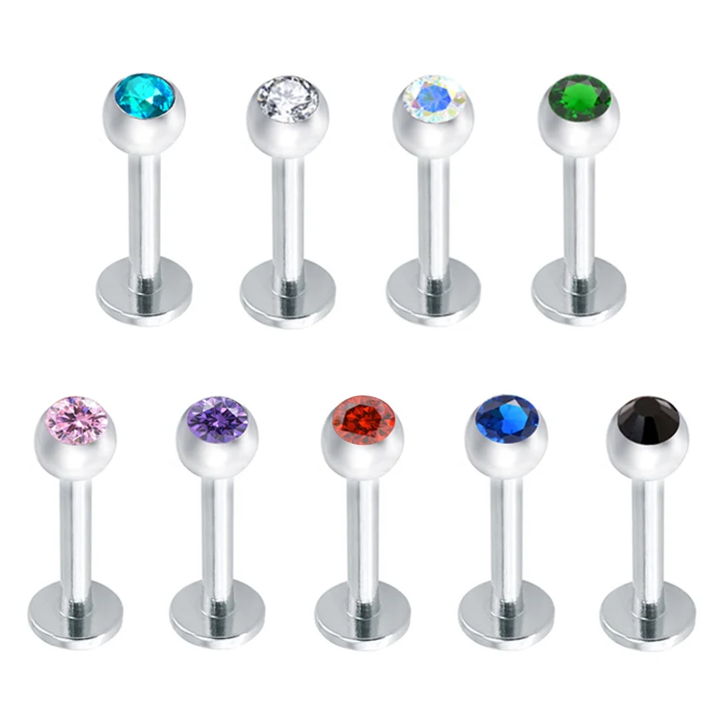 

1 Pair 1.2x6mm Round Ball Labret Piercing Oreja Nose Piercing Helix Conch Piercing Stud Tragus Lip Nose Ring Cartilage Earrings