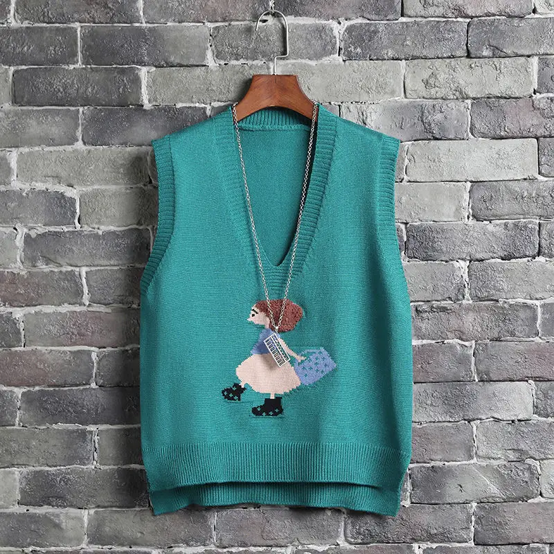 

Sweet Sleeveless Soft Comfortable Knitted Sweater Vests Women Spring Autumn Casual Loose All Matching Waistcoat Top T307