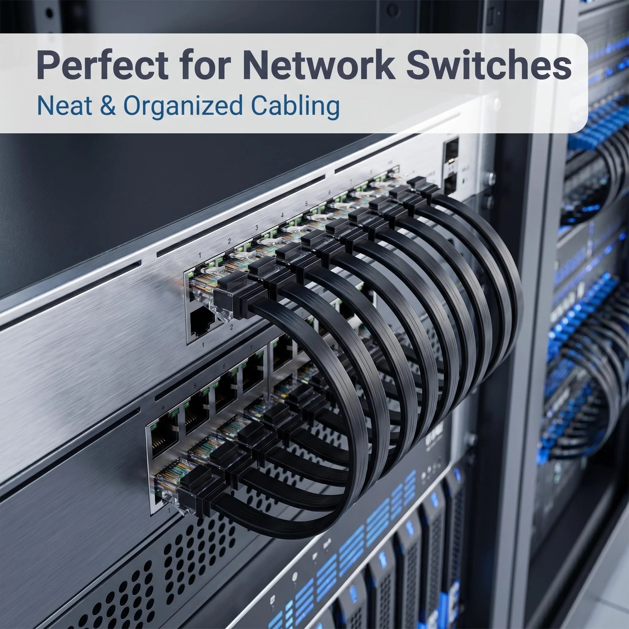 Фото Комплект из 24 коротких плоских кабелей Ethernet CAT6, высокоскоростной сетевой патч-корд Gigabit RJ45, 0,2-0,5 м, для подключения коммутаторов, роутеров и настольных компьютеров №5