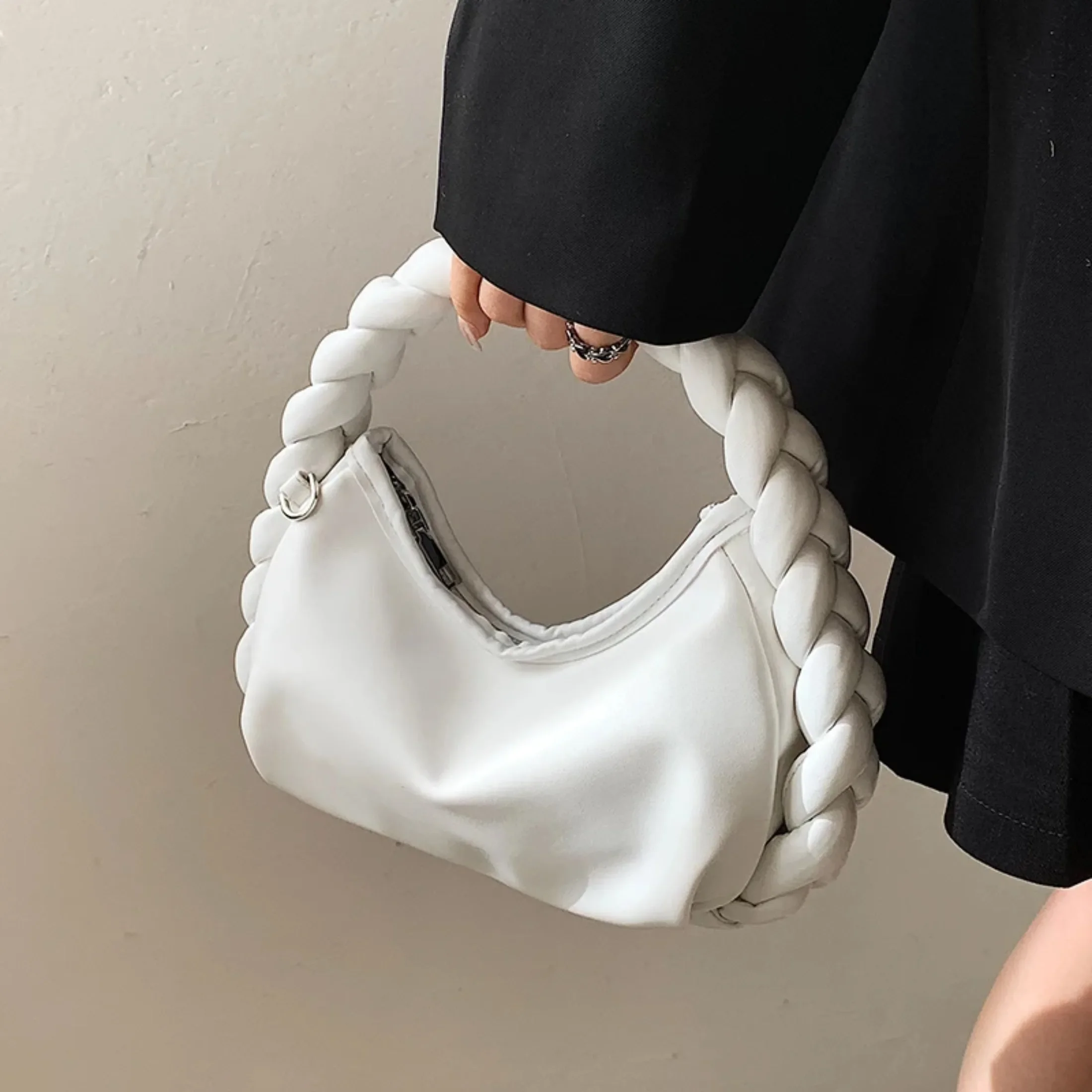

Luxury Design Women Hobo Pleated Tote Bag Candy Color Underarm Bag Small Handbag and Purses Shoulder Bag Female Hobos