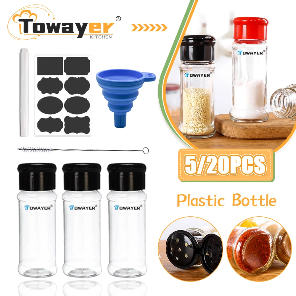 

Seasoning Spice Jar Transparent Condiment Bottle Set and Label Barbecue Salt Pepper Powder Shaker Container Kitchen Accessories