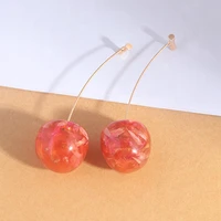 korea cute cherry pendant earrings womens 2022 trend unique long face thin unusual fruit earrings fashion jewelry gifts