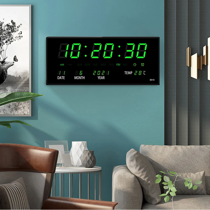 Alarm Hourly Chiming Temperature Date Calendar Table Clock Electronic Led Clock Decoration With Plug