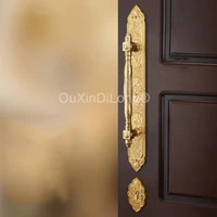 1set european luxury brass door lock villa entrance door lock outdoor entry gate door handle real dummy double door locks gf1055