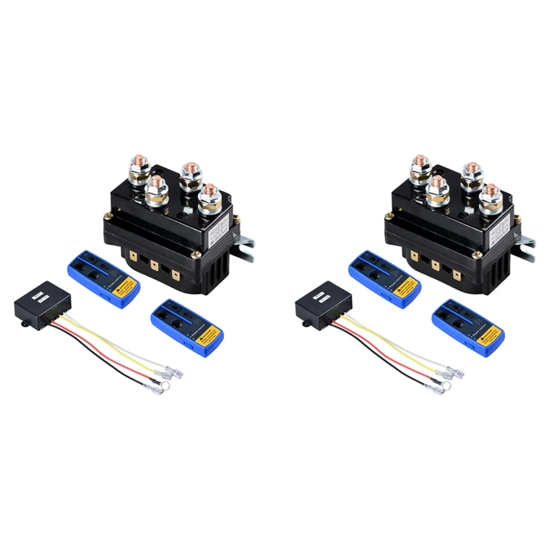 

2X Winch Contactor Solenoid Relay Controller 12V 500A Dc Switch Boat Truck Thumb With Twin Remote Controls For ATV