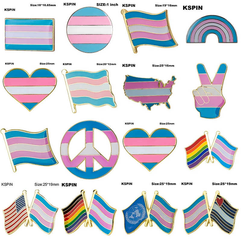 Transgender Pride Badge LGBTQ Brooch Pins Party Club Symbol Enamel Pin Creative Rainbow Flag Hearts Badge Denim Lapel Jewelry