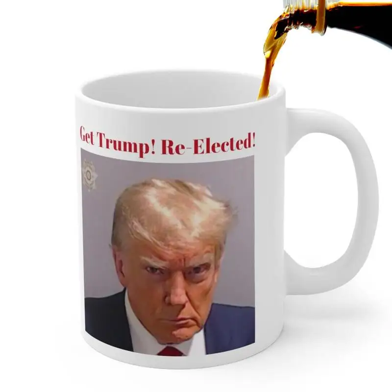 

Trump Mug 350ml Mugshot Jail Cup With C-Shaped Handle Trump Mug With Political Humor For Milk Powder Soy Milk Cold Soda Water