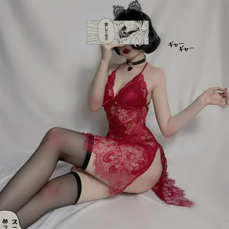 

New Sexy Lingerie Women's Sexy Lace Suspender Skirt Lace Nightdress Uniform Temptation European and American Pajamas Cosplay