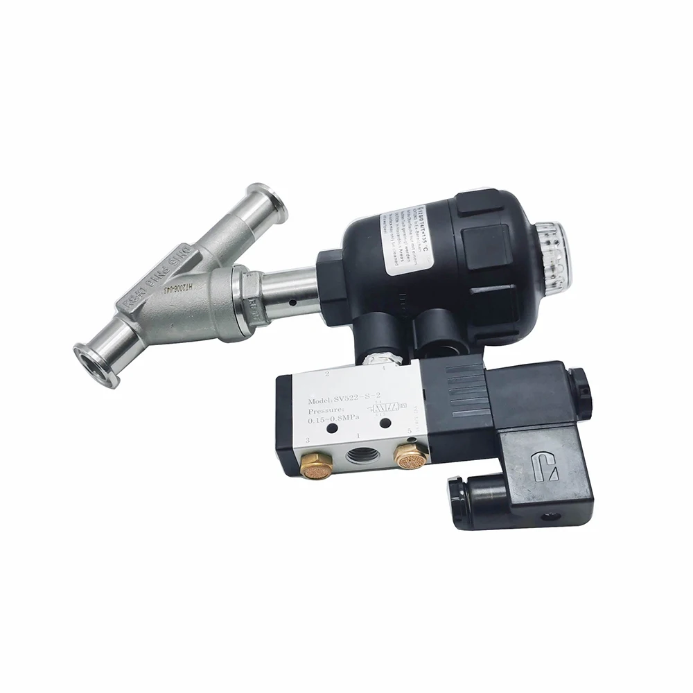 

Compass Sanitary Clamp Connection Stainless Steel food grade piston Pneumatic Angle Seat Valve