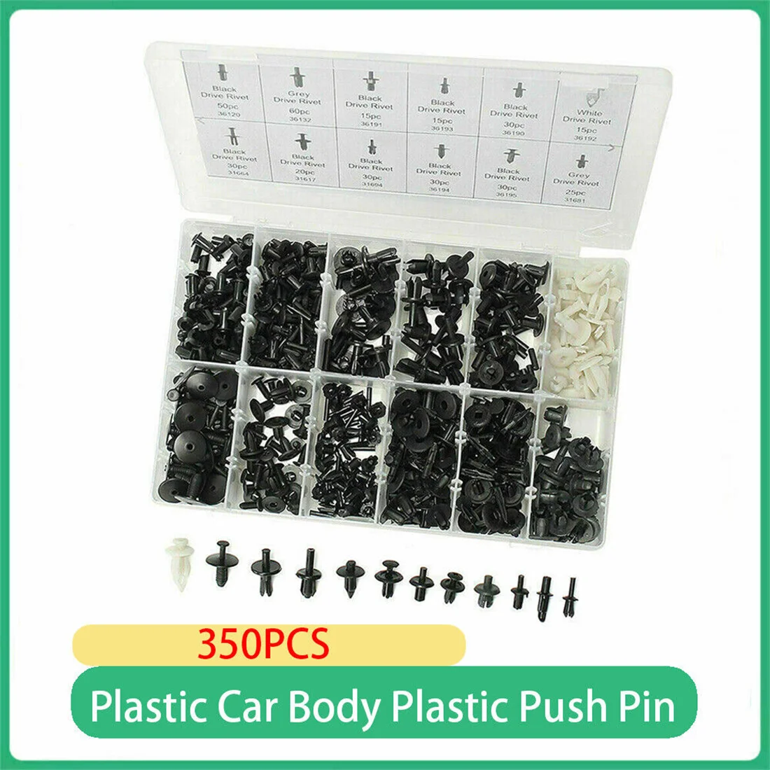 

Treeligo 350Pcs Auto Fastener Clips Mixed Car Body Push Pin Rivet Bumper Door Trim Panel Retainer Fastener Kit Plastic Rivets Cl