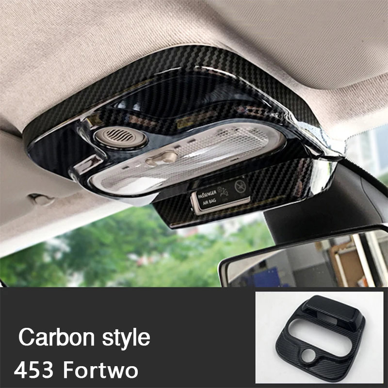 

Панель лампы для чтения автомобиля, декоративные Углеродные наклейки, аксессуары для модификации для нового Mercedes Smart Fortwo 453, автомобильные аксессуары