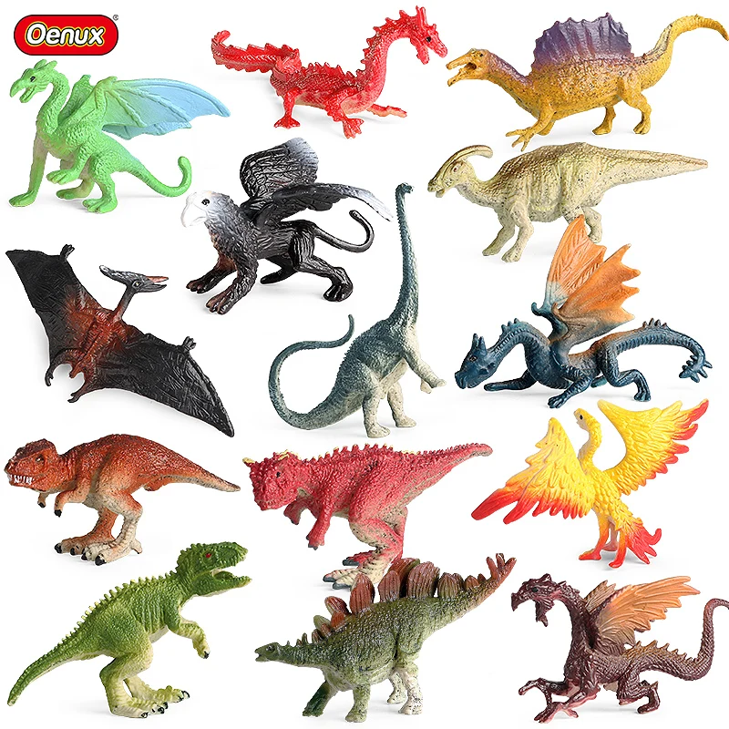 

Mini Jurassic Dinosaur Set Brinquedo T-Rex Stegosaurus Dragon Animal PVC Model Action Figures Cake Toppers Collection Toys