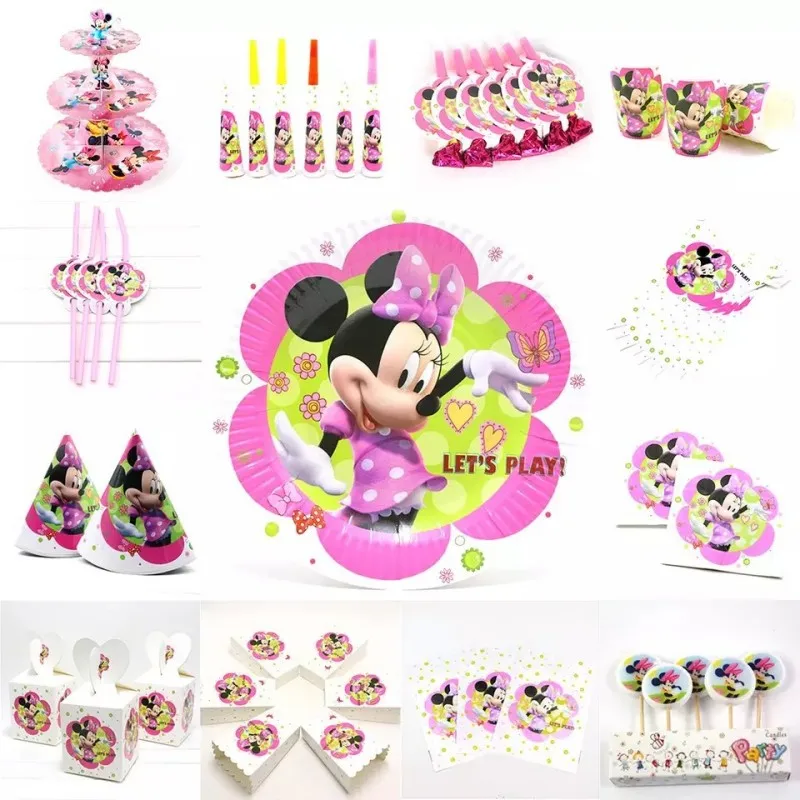 

Disney Kawaii Микки и Минни, искусственное украшение, аниме, детский день рождения, фестиваль, конфетная бумага, салфетки, поставки, детские подарки
