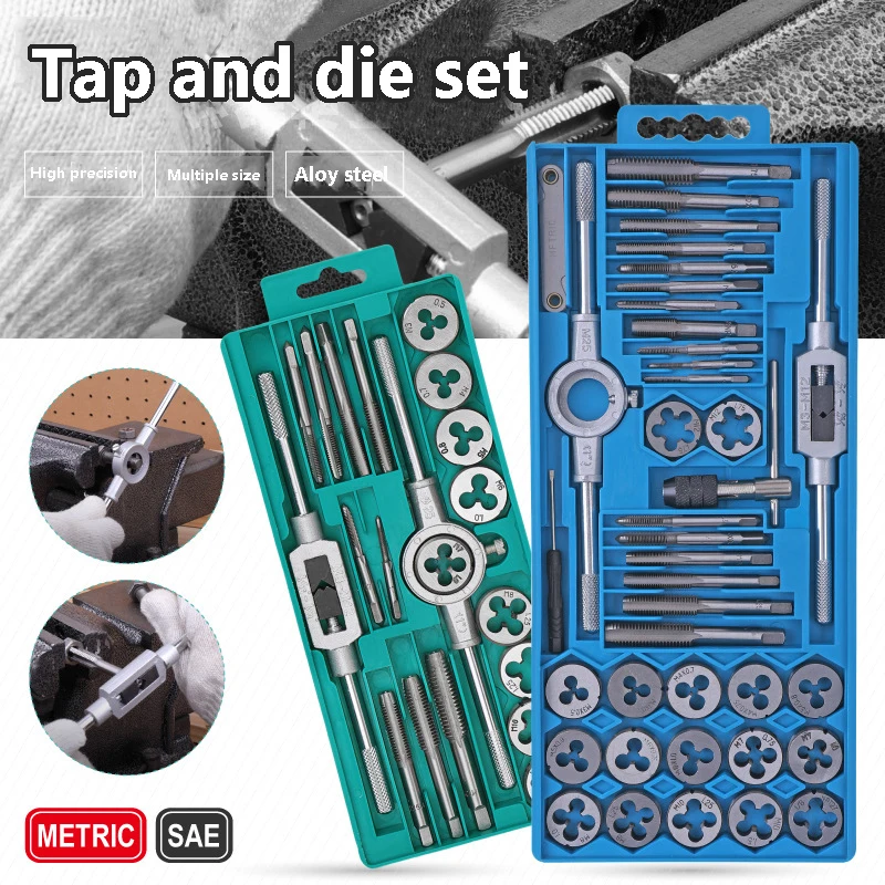 

Tap and Die Set 20pcs/40pcs Thread Plug Head Tap Wrench Spanner M3-M12/M6-M12 Alloy Steel Manual Tapping Tool Screw Cone