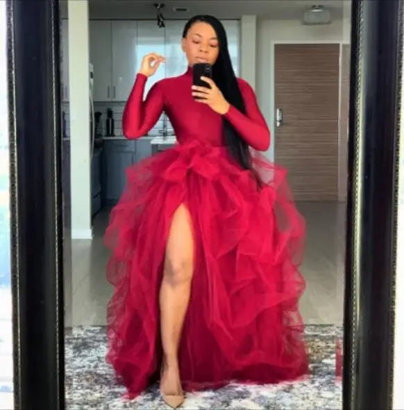 

Юбка-пачка Женская Тюлевая с оборками, с высоким разрезом