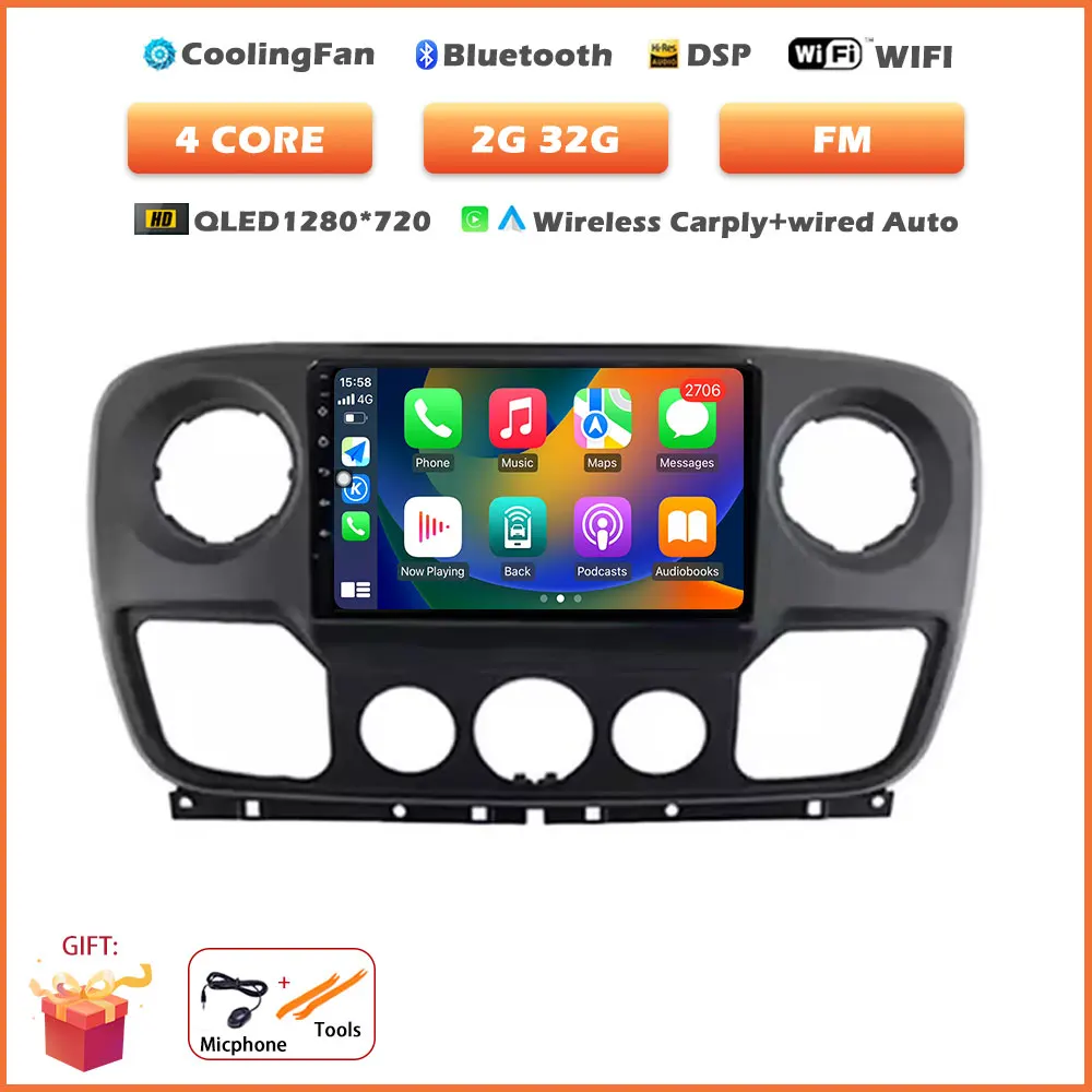 

Android 15 авто для Nissan NV400 Opel Movano для Renault Master III 3 2010-2019, автомобильный мультимедийный радиоплеер, беспроводной Carplay GPS