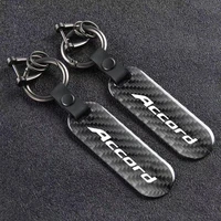 carbon fiber car logo key ring 360 degree rotating horseshoe buckle car keychain for accord 10 9 8 7 car accessories