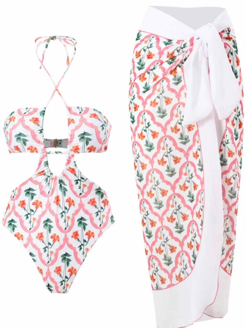 2023 Summer Two Piece Sets Swimsuit Cover-up Women Clothes Crop Tank Tops Bodysuits And Skirt Fitness Skinny Outfit 2 Piece Suit