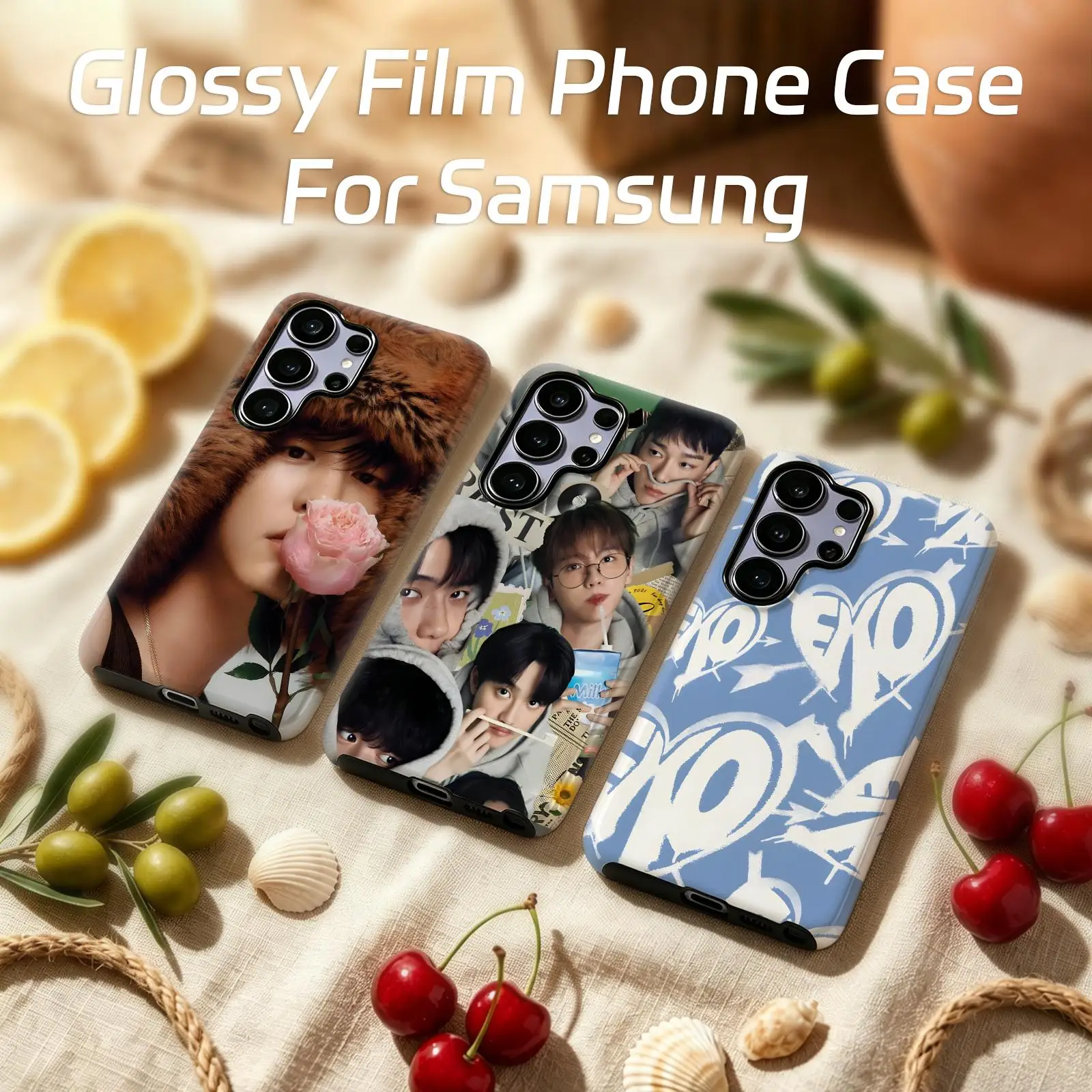 Фото Чехол для телефона с изображением корейской поп-группы EXO для Samsung Galaxy S26 25 S24 S23 S22 S21, глянцевый, с пленкой №1