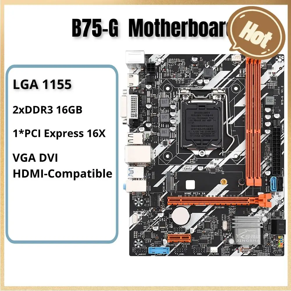 

B75-G материнская плата DDR3 * 2 LGA1155 материнская плата для компьютера PCI-E 16X SATA 3,0/2,0 VGA DVI HDMI-совместимая Gigabit сетевая карта