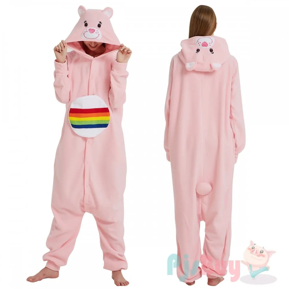 Animal Onesie Cartoon Bear Kigurumis Adult Women Men Pajama Sleep Overall Polar Fleece Cosplay Jumpsuit  Halloween Costumes