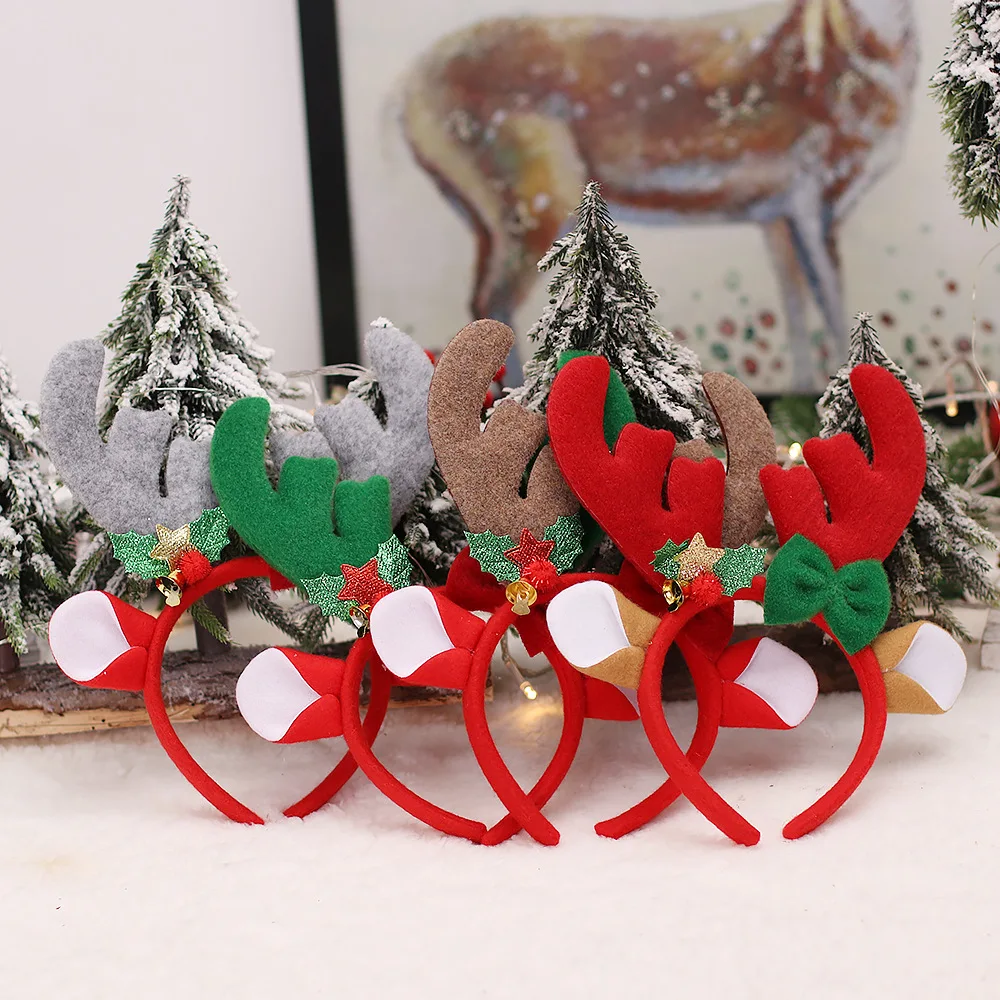 

Рождественские украшения, повязка на голову с мультяшными рогами, повязка на голову, головной убор с пряжкой, подарок для детей дошкольного возраста