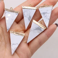 natural stone white turquoise triangle pendant crafts for jewelry makingdiy necklace earring accessories charm gift party23x38mm