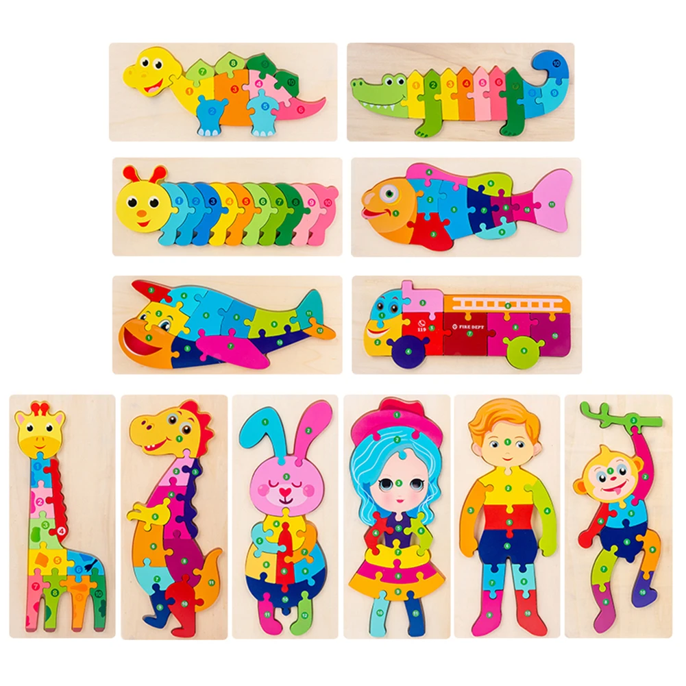 

Montessori Wooden Educational Toys Children's 3D Animal Matching Puzzle Building Block Busy Board Preschool Educational Kids Toy