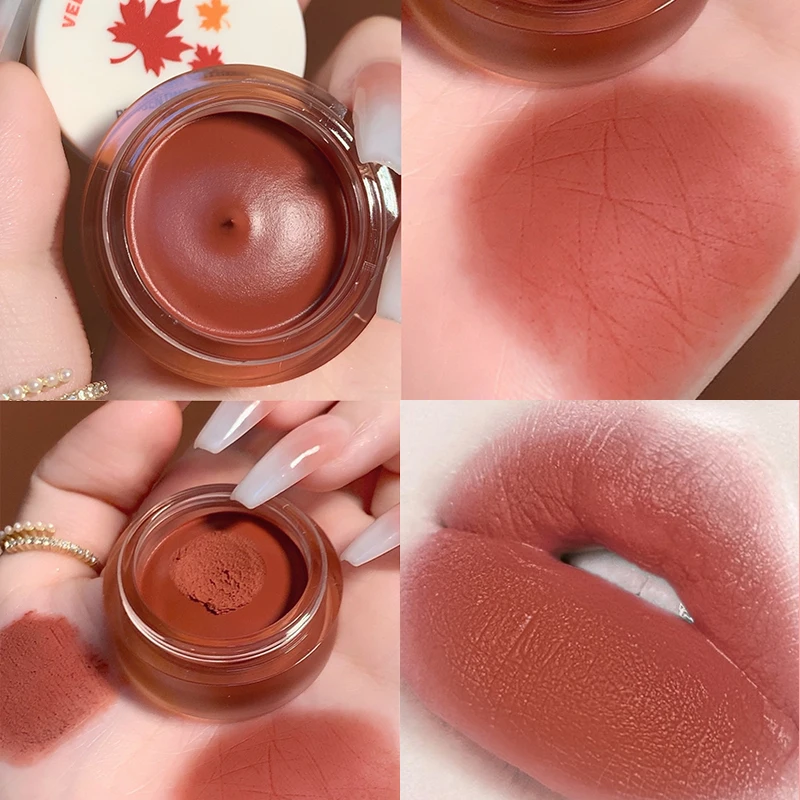 

1pcs Natural Cheek Tint Rouge Face Blush Soft Mist Lip Mud With Brush Velvet Matte Lipstick Canned Lip Tint Mud Lips Makeup