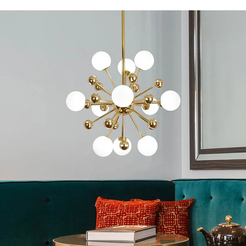 

Mordern Chandelier For Dining Room Living Room Radial Shape Gold LED Chandelier Bar Cafe Luminaire Hanging Lighting Fixtures