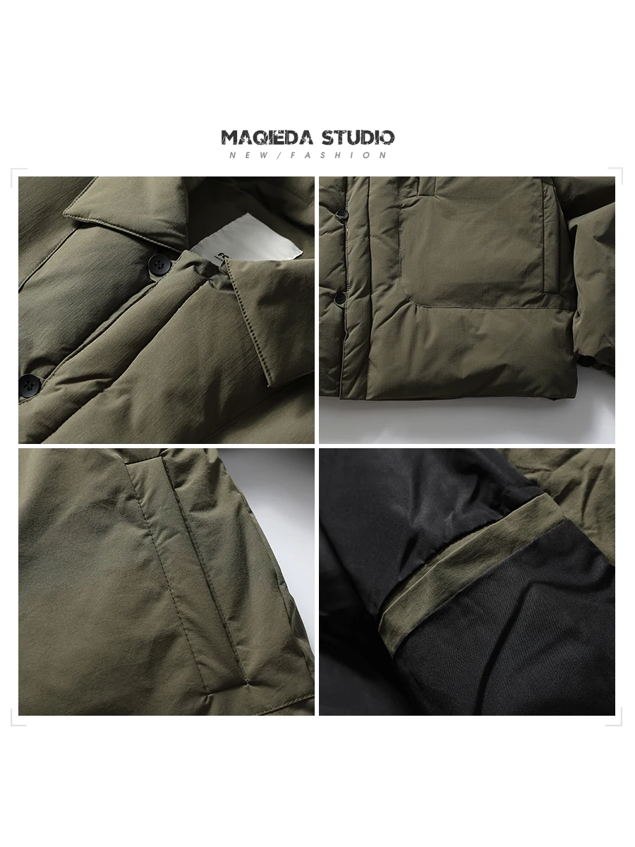 Macheda Japan fashion Men's Winter down Jacket Solid Thickened Cotton-Padded Coat Fashion Brand Retro Cotton-Pad...