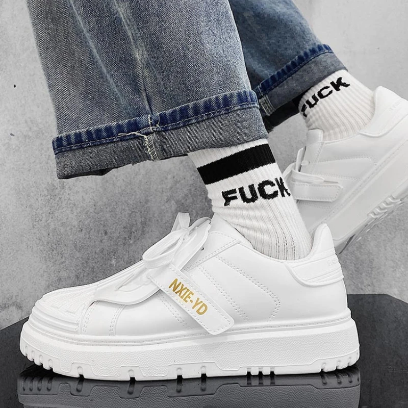 

Men Black Sneakers Breathable Shell Head Fashion White Men Shoes Large Size Casual Vulcanized Shoes Men Luxury Sneakers