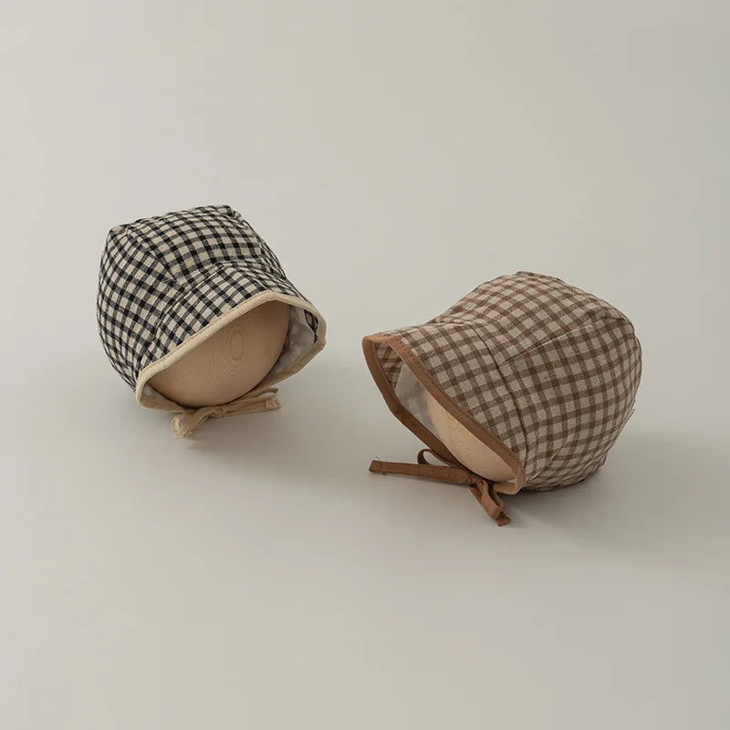 Весенняя Клетчатая Стандартная Детская Шапка В Стиле Ретро С Большими Полями