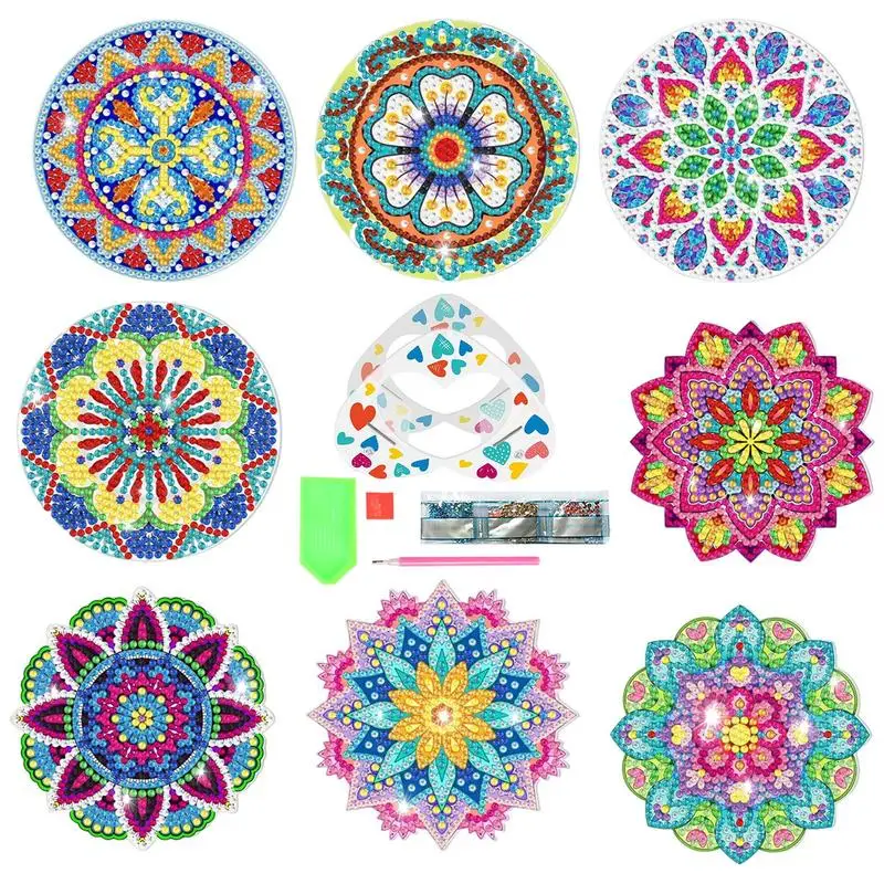 

Diy Coasters Kits 8Pcs Diamond Art Coasters With Holder Arts Crafts Kits DIY Mandala Coasters