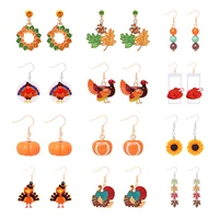 creative drop earrings pumpkin turkey chicken alloy earrings dangle girls charm jewelry decor thanksgiving festival party gifts