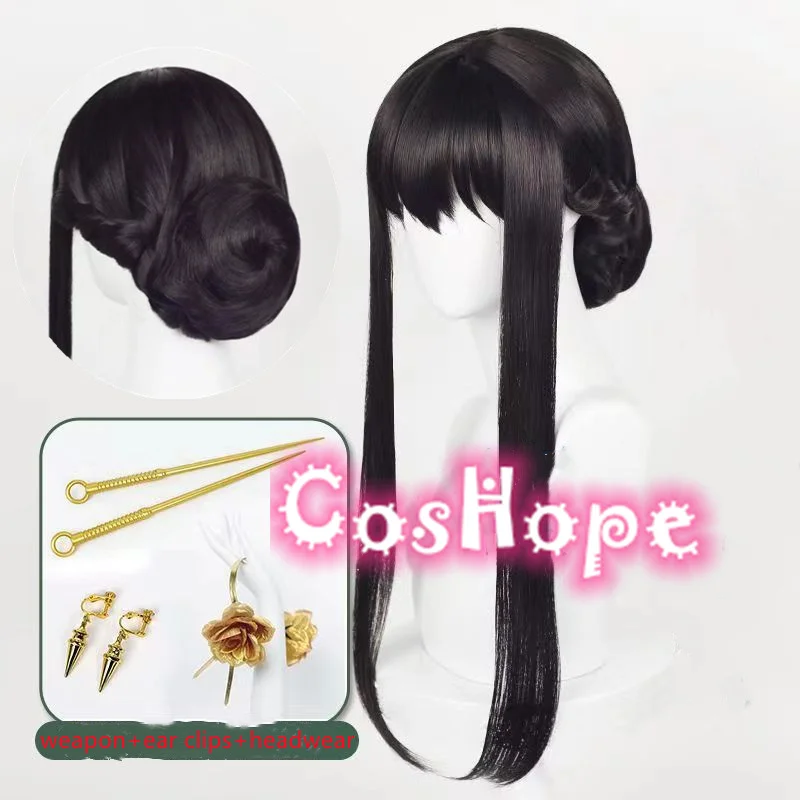 Парик для косплея Yor Forger Spy Family Women Black Braided Anime Heat Resistant Synthetic.