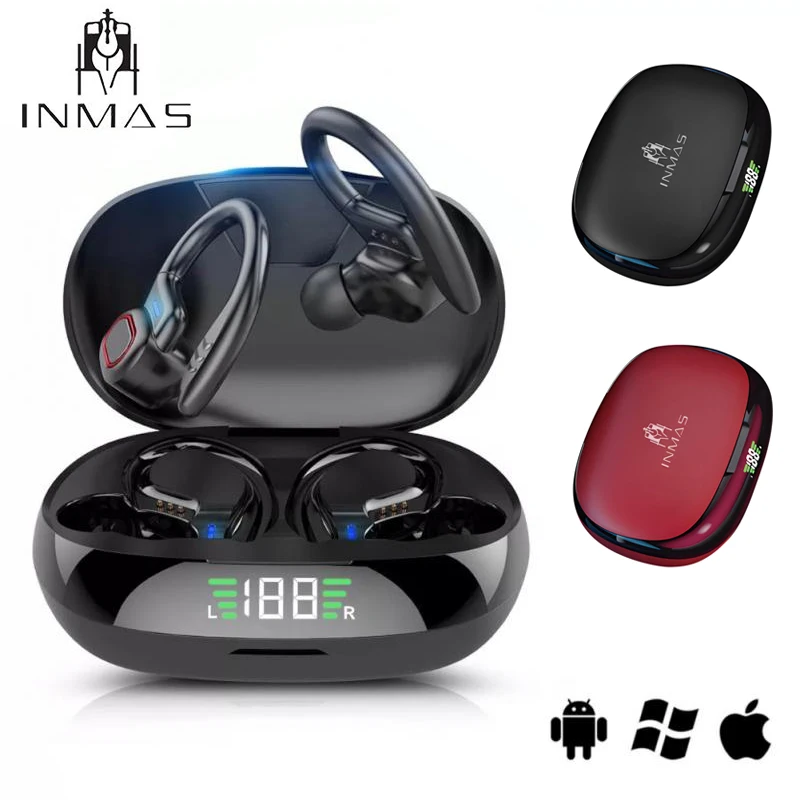 

INMAS For Xiaomi Sports Bluetooth Wireless Headphones With Mic Waterproof Ear Hooks Earphones HiFi Stereo Music Earbuds Heasets