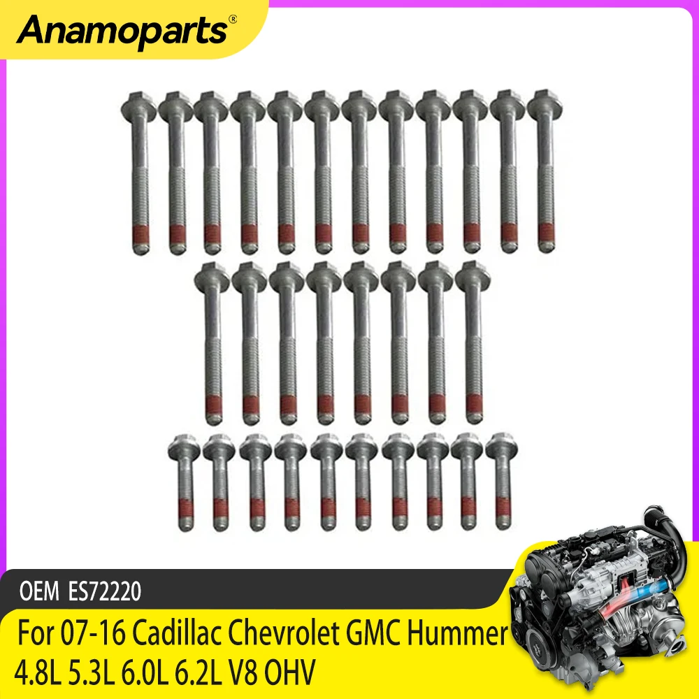 

Комплект болтов головки для Cadillac Chevrolet GMC Hummer 07-16 4.8L 5.3L 6.0L 6.2L V8 OHV ES72220, ES72390