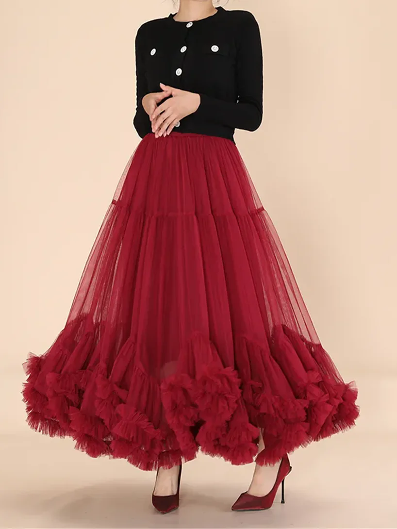 Женская длинная юбка-макси с высокой талией эластичная подиумная дизайнерская