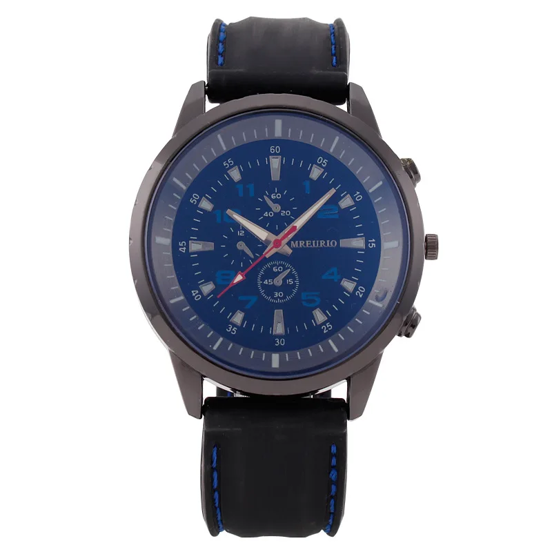 Спортивный большой циферблат силиконовая лента с тремя глазами мужские часы