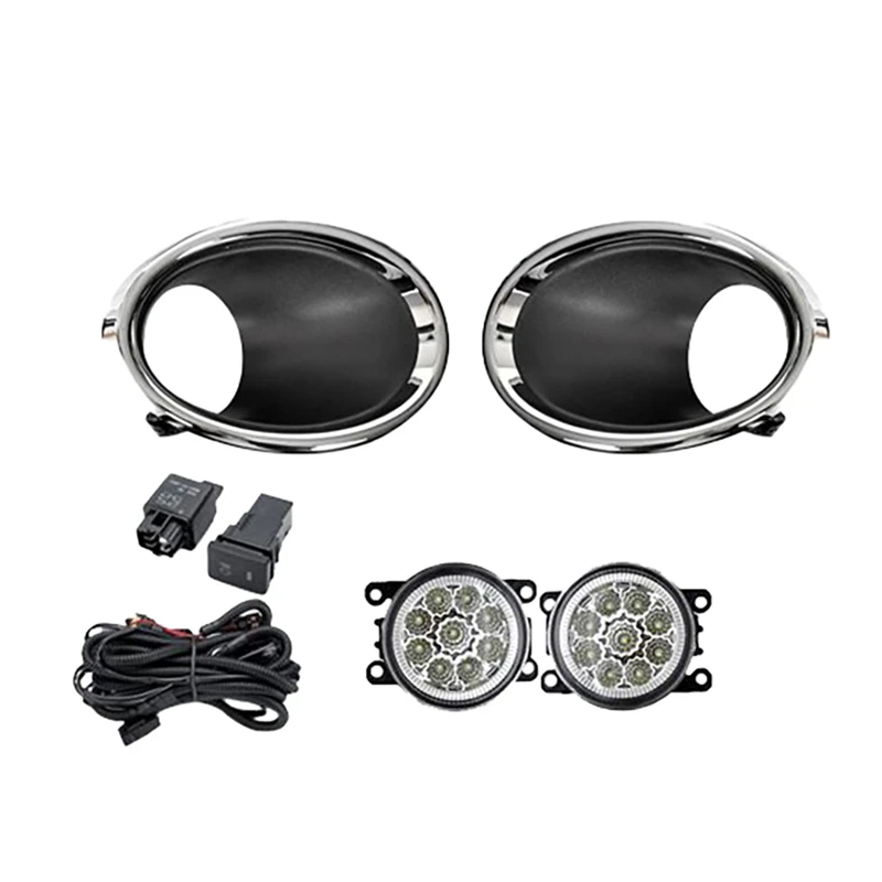 

Fog Light Headlight Chrome Fog Lamp Cover Bezel Switch Foglights Assembly for Nissan QASHQAI J11 ROGUE 15-17