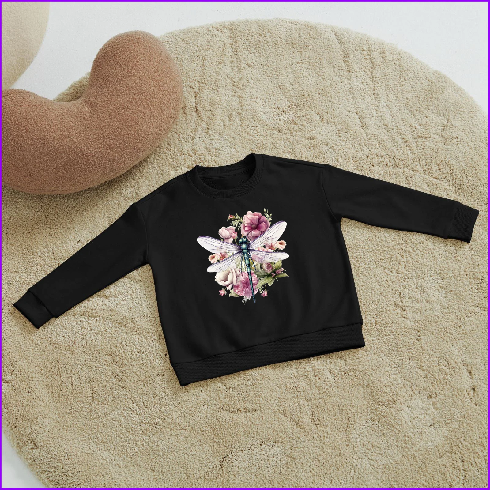 Арафская стрекоза с цветами и листьями на белом фоне Sja374 Детские толстовки