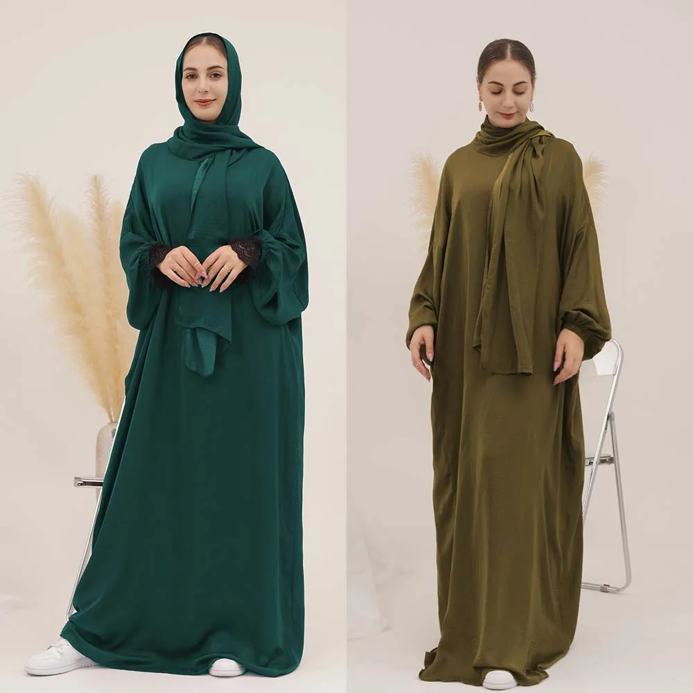 

Новинка 2023, простая абайя с хиджабом для мусульманских женщин, скромное платье, повседневная одежда, ИД Рамадан, мусульманская одежда для женщин