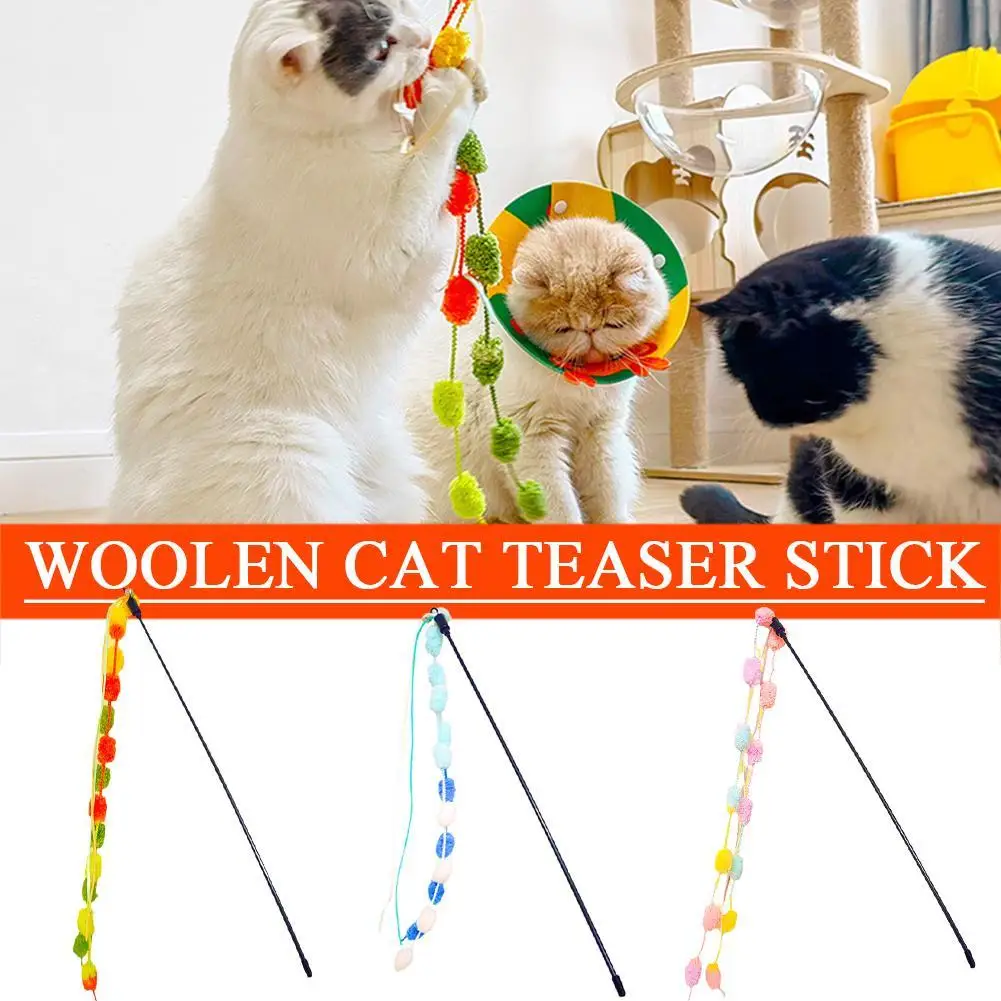 

Игрушка для кошек с кисточками, плюшевые шарики, тизер для кошек, Женская забавная Женская игрушка, палочка для домашних животных, товары для кошек
