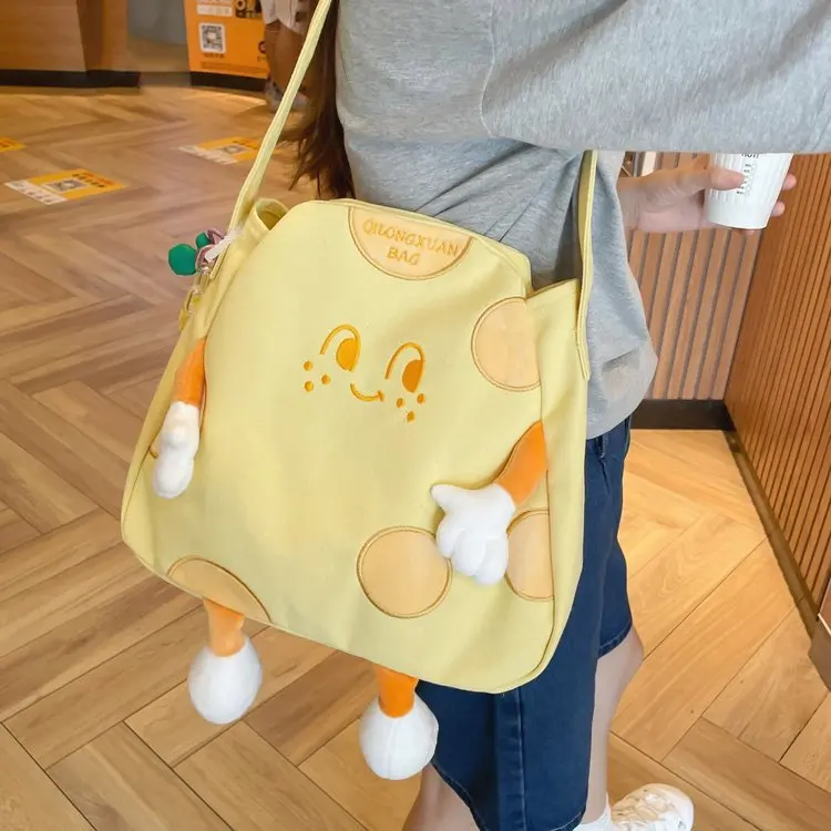 

Женская сумка через плечо Cheese, Холщовая Сумка для покупок 2023, школьная сумка, дорожная сумка, вместительный органайзер для хранения