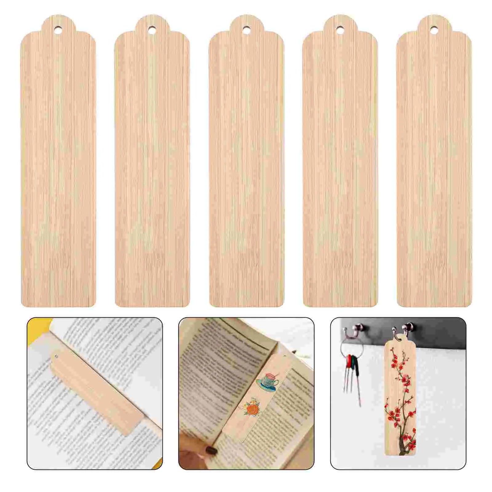 

Wood Blank Bookmarks Unfinished Wood Tags Painting Craft Bookmarks DIY Carved Graffiti Bamboo Board Material