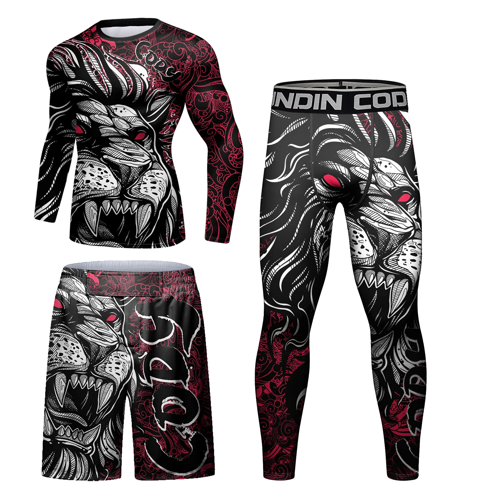 

Мужская мода 3D печать Лев ММА джиу джитсу Бриджи мужские спортивные рубашки для тренажерного зала мужской компрессионный боксерский комплект спортивной одежды Ttainning одежда