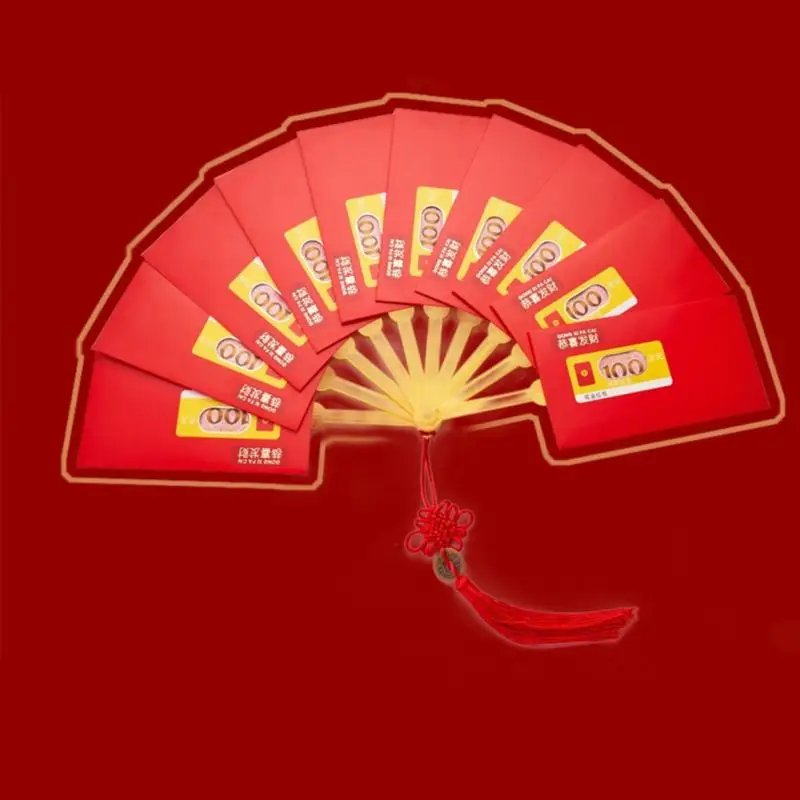 

2023 креативные новогодние красные конверты в форме веера Hongbao китайский Весенний фестиваль красный карман с наилучшими пожеланиями карманы ...