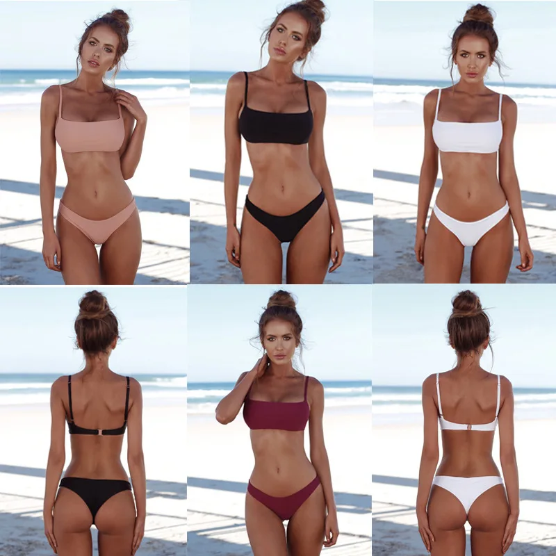 6Colors New Sexy Push Up Unpadded Brazilian Bikini Set Women Vintage Swimwear Swimsuit Beach Suit Biquini Bathing Suits |